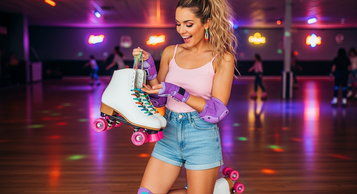Beginner learning to skate with proper safety gear in Canada
